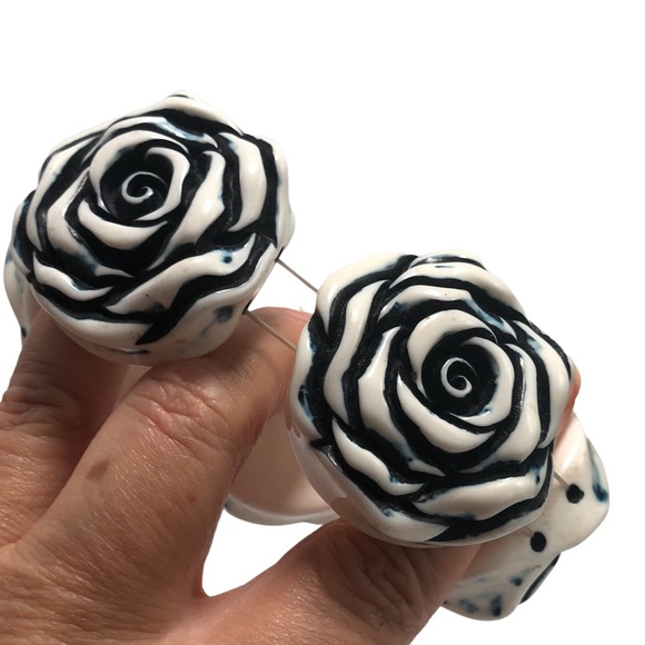 Stretch Bracelet Blue Floral Flower Statement - Picture 4 of 9